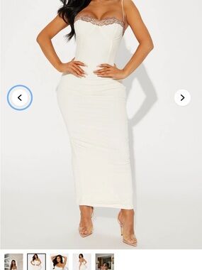 Fashion Nova Ivory Lace-Trim Maxi Dress